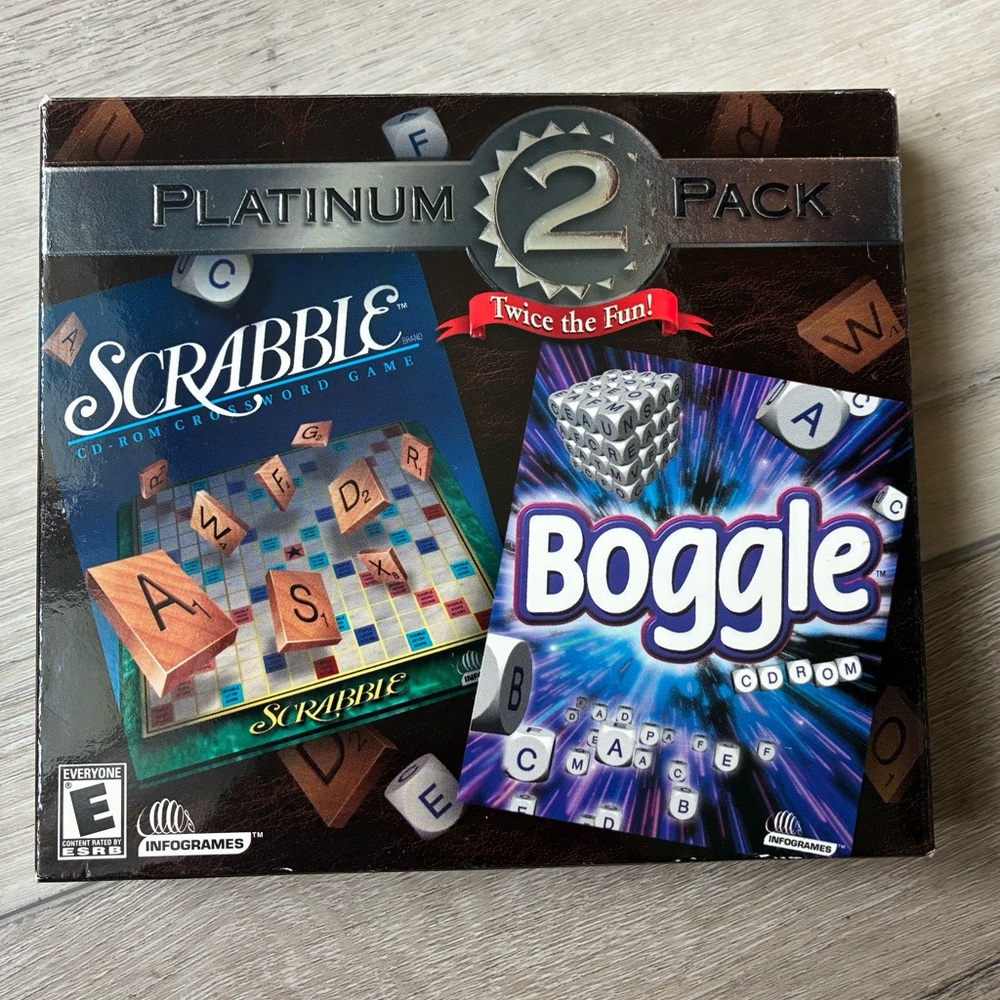 Infogrames Scrabble & Boggle Platinum 2-Pack Classic Word Game CD Rom Windows 95